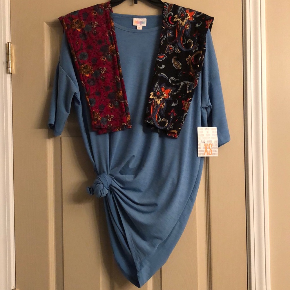 LuLaRoe outfit with XS Irma & 2 pair OS leggings